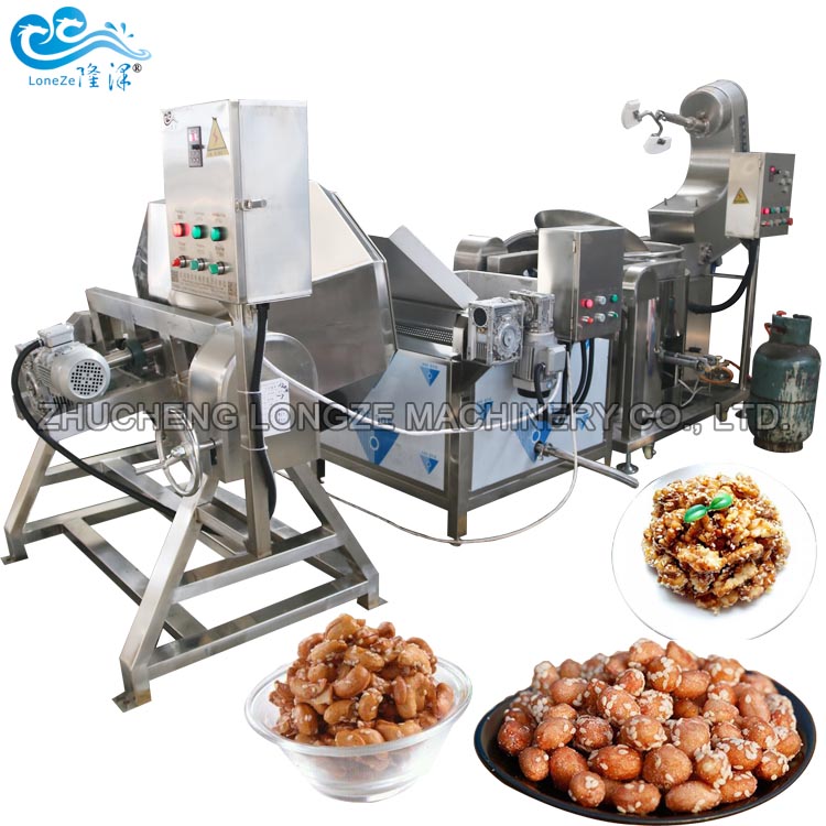 Industrial Honey Coated Peanut Cashew Nuts Walnuts Almond Making Roasting Frying Processing Machine