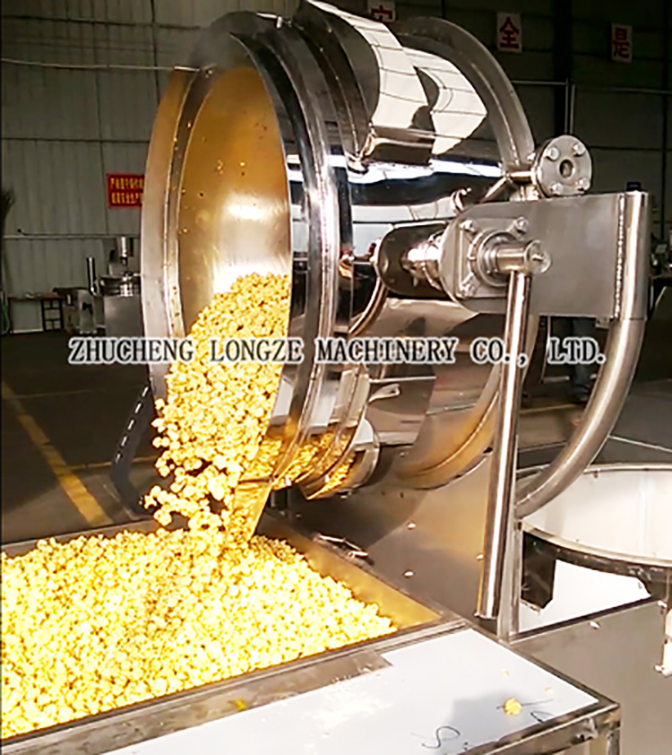 Discharging popcorn using industrial automatic spherical popcorn machine