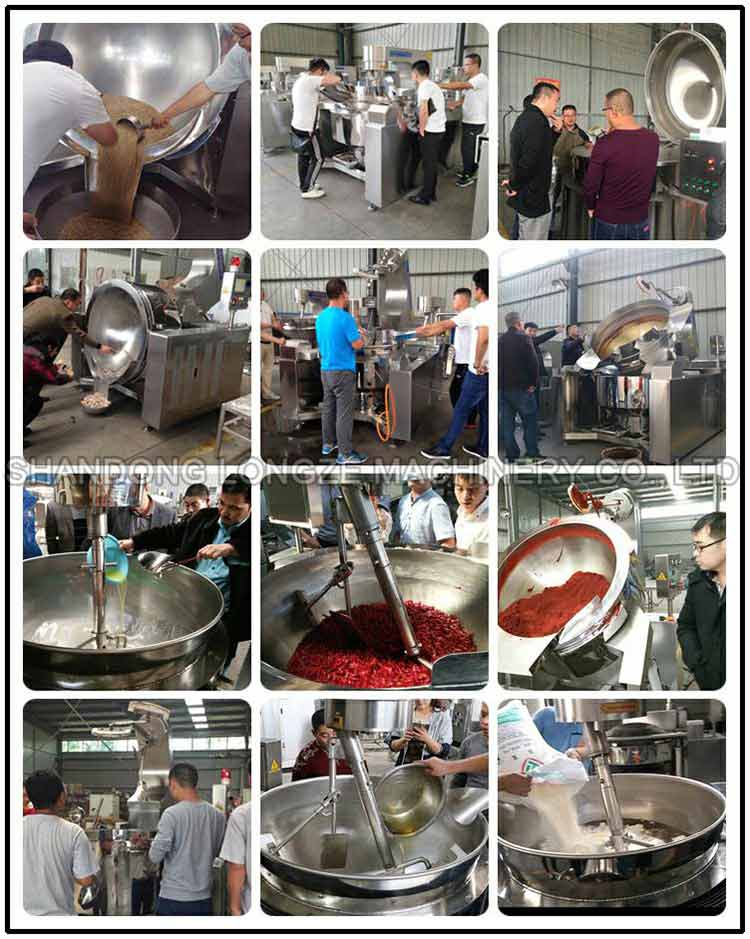 Producing Chili Sauce Using Industrial Intelligent Chili Sauce Stir-fry Cooking Mixer