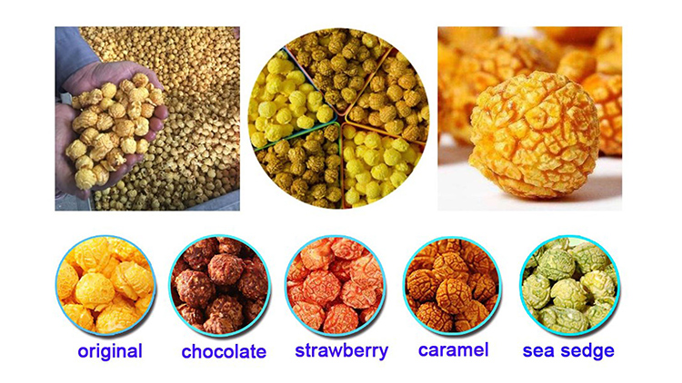 Different kinds of popcorn produced by Industrial Popcorn Machine for Business