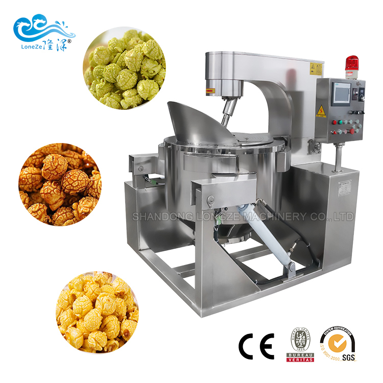 What aspects of the industrial automatic spherical popcorn machine should be taken into account when 