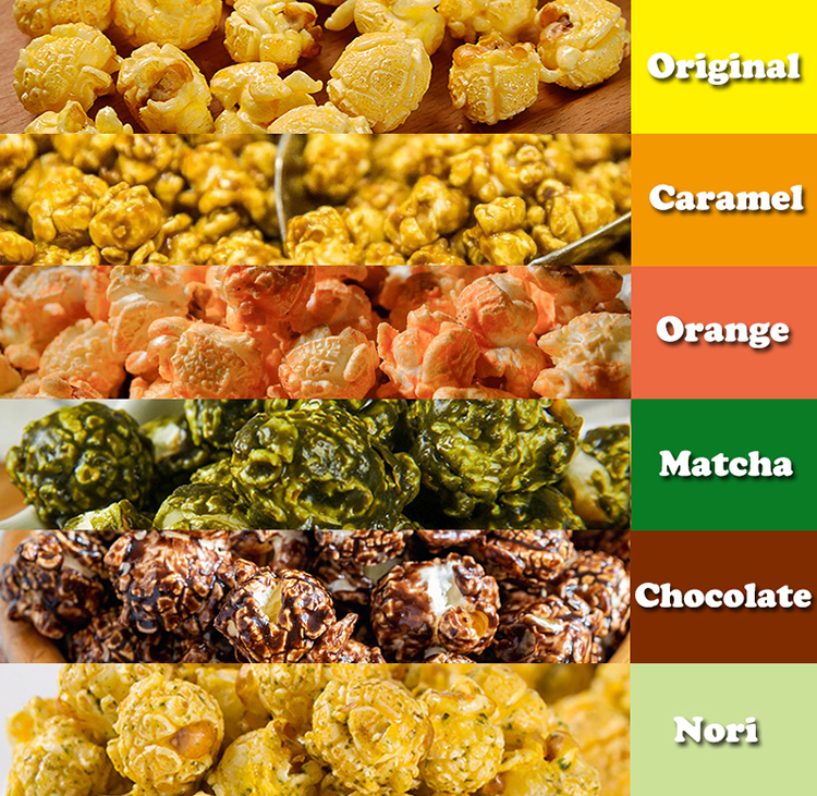 Different kinds of popcorn produced by High Output Industrial Popcorn Machine 