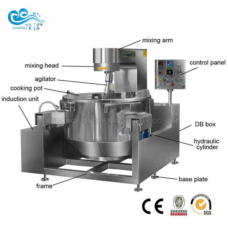 Different parts of Industrial Automatic Cooking Mixer Machine 