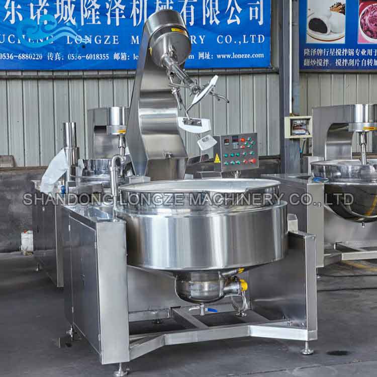 Industrial Automatic Moon Cake Filling Cooking Machine in the workshop 