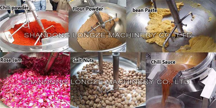 different kinds of materials cooked in cooking mixer